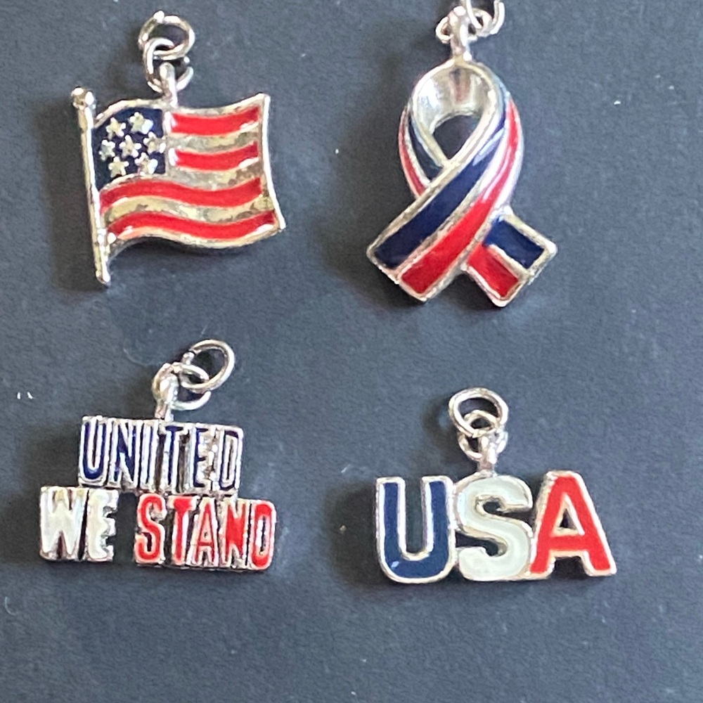 Patriotic Enamel Charm Set - Silver, Red, Blue